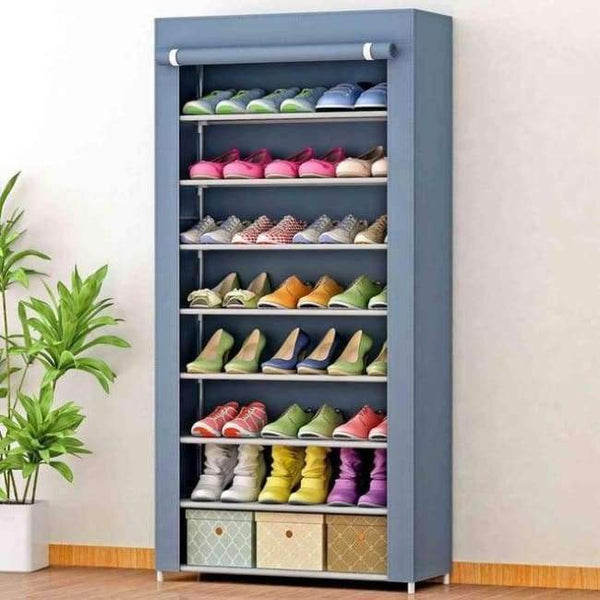 Planet Gates Silver Gray Simple Shoe Cabinet Assembly Non-woven Stainless Steel Large Shoe Organizer removable Shoes Storage Rack for home furniture