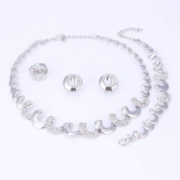 Planet Gates silver Jewelry Sets For Women Party Nigerian Bridal Crystal Classic Necklace Accessories