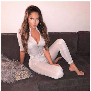 Sexy Jumpsuit Silver Sequin Jumpsuits For Women 2018 Long Pants Body Mujer Rompers Womens Jumpsuit Overalls Playsuit New