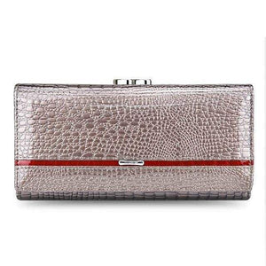 Planet Gates Silver Leather Women Wallets Crocodile Print Long Hasp Zipper Wallet Ladies Clutch Bag Purse Female Luxury