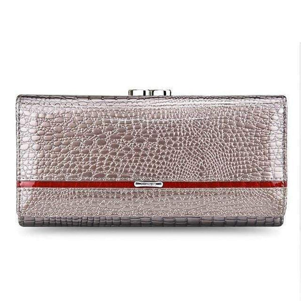 Planet Gates Silver Leather Women Wallets Crocodile Print Long Hasp Zipper Wallet Ladies Clutch Bag Purse Female Luxury