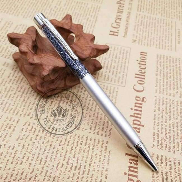 Planet Gates Silver Metal Copper Ballpoint Pen Luxury Brass Gold Foil Drill Ball Pen Sliver Penalty Office School Pencil Writing Supplies 1.0mm