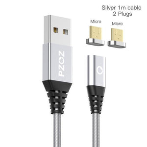 Planet Gates Silver Micro Micro PZOZ Magnetic Cable Type C Micro USB C Adapter For iphone 8 Samsung Microusb Type-C Charger Phone usb Magnet Cable Fast Charging