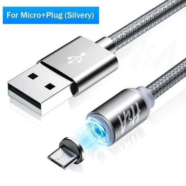 Planet Gates Silver-Micro USB / 1m H&A Magnetic USB Cable Fast Micro USB Cable Magnetic Type C Charger Data Cable for Samsung Xiaomi Huawei Mobile Phone USB Cable