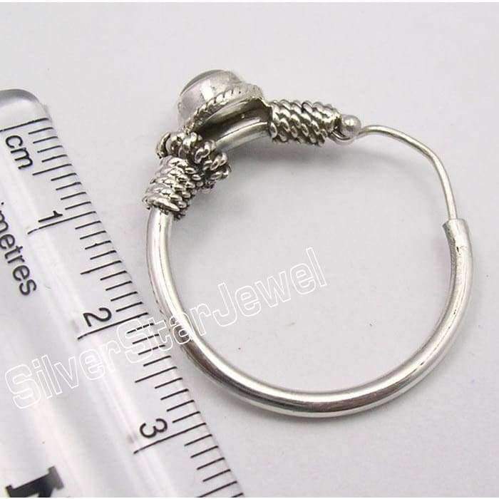 Planet Gates Silver MOONSTONE TRIBAL INDIA dangle Earrings 3.1CM