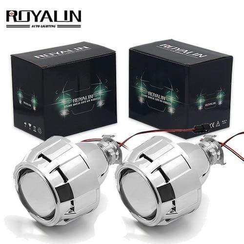 Planet Gates Silver one 2.5 inch Mini Bi Xenon HID Projector Headlight Lenses Retrofit Fit H4 H7 Car Head Lamp W/ Gating Gun Shrouds