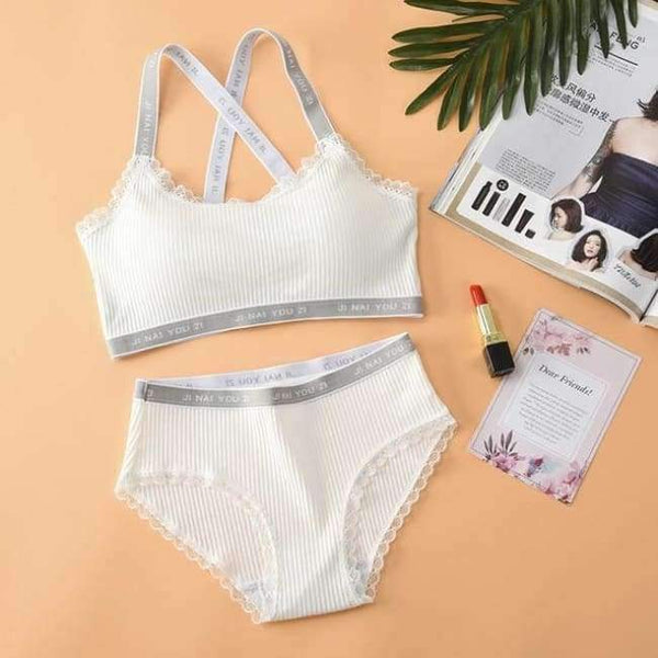 Planet Gates Silver / One Size Lounge Underwear Comfortable Wireless Loungewear Lingerie Bra Set Cotton Bras Sets