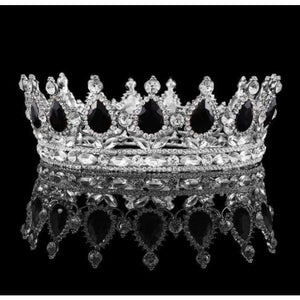 Planet Gates Silver Plated Black Vintage Baroque Queen King Bride Tiara Crown For Women Headdress Prom Bridal Wedding Tiaras and Crowns Hair Jewelry Accessories