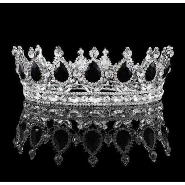 Planet Gates Silver Plated Black Vintage Baroque Queen King Bride Tiara Crown For Women Headdress Prom Bridal Wedding Tiaras and Crowns Hair Jewelry Accessories