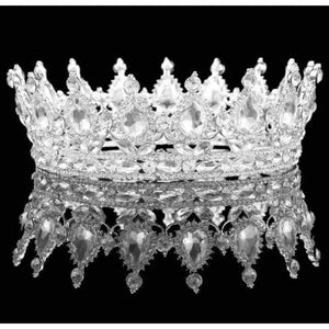 Planet Gates Silver Plated Crysta Vintage Baroque Queen King Bride Tiara Crown For Women Headdress Prom Bridal Wedding Tiaras and Crowns Hair Jewelry Accessories