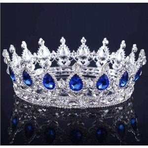 Planet Gates Silver Plated Navy Vintage Baroque Queen King Bride Tiara Crown For Women Headdress Prom Bridal Wedding Tiaras and Crowns Hair Jewelry Accessories