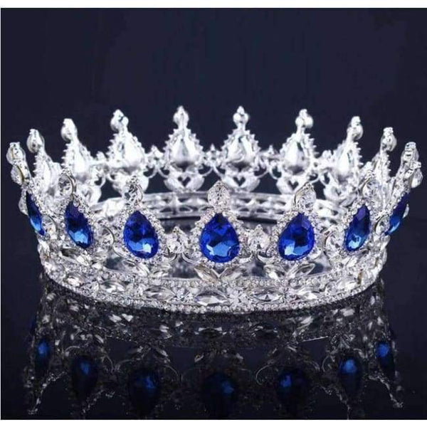 Planet Gates Silver Plated Navy Vintage Baroque Queen King Bride Tiara Crown For Women Headdress Prom Bridal Wedding Tiaras and Crowns Hair Jewelry Accessories
