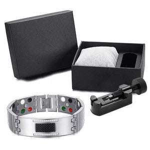 Planet Gates silver set Fashion Exquisite Crystal Magnetic Titanium Bracelets Bangles for Men Germanium Tourmaline Male Health Wristband