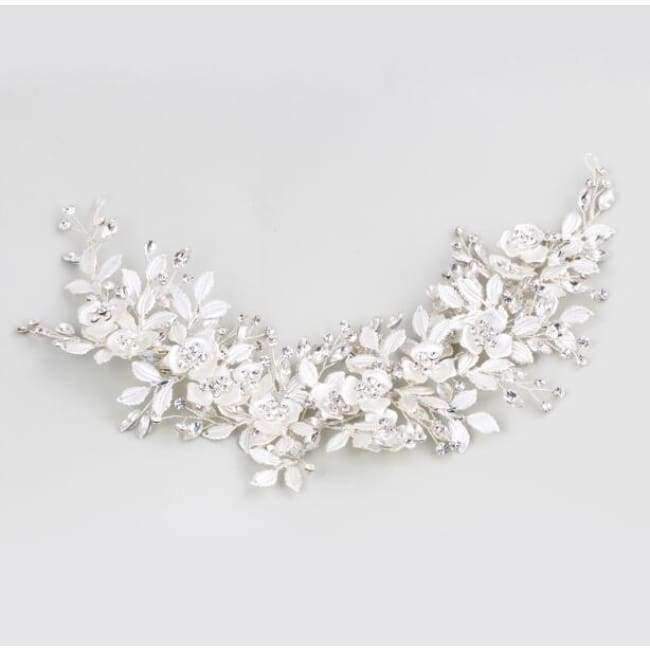 Planet Gates Silver Floral Bridal Headpiece Tiara Wedding Hair Accessories Hair Vine Handmade Headband Hair Jewelry For Bride