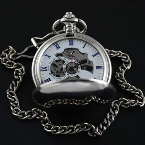 Planet Gates Silver Silver Stainless Steel Classic Full Hunter Mechanical FOB Pocket Watch Steampunk Hand Wind Men Women Clock Gifts