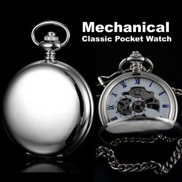 Planet Gates Silver Silver Stainless Steel Classic Full Hunter Mechanical FOB Pocket Watch Steampunk Hand Wind Men Women Clock Gifts
