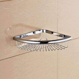 Planet Gates Silver Single Bathroom Shelves Pure Copper Corner Triangle Basket Single Double Layer With Hooks Cosmetic Rack Shower Shampoo Accessorie