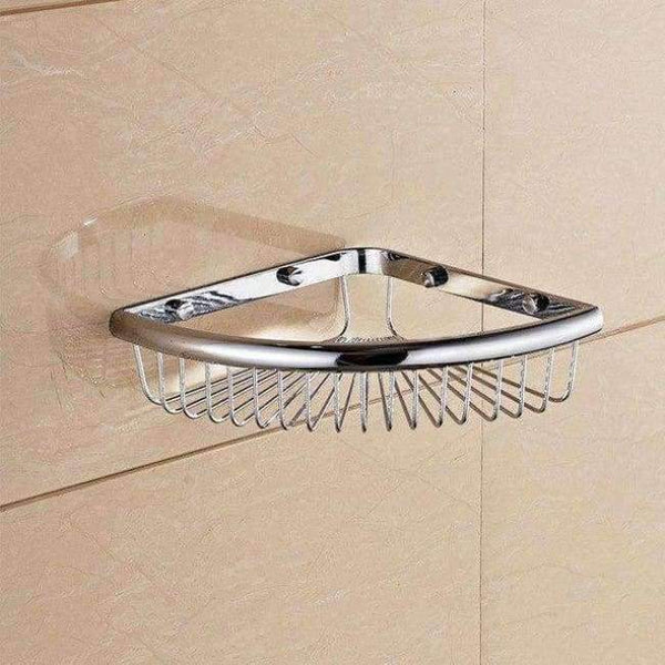 Planet Gates Silver Single Bathroom Shelves Pure Copper Corner Triangle Basket Single Double Layer With Hooks Cosmetic Rack Shower Shampoo Accessorie