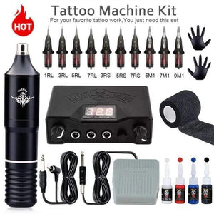 Planet Gates Silver Tattoo Kit Professional Tattoo Machine Kit Complete Rotary Pen Set Tattoo Cartridge Needles For Permanent Makeup Eyebrow Tattoo Body Artist