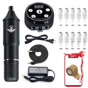 Planet Gates Silver Tattoo Kit Professional Tattoo Machine Kit Tattoo LCD Power Supply Rotary Pen With Cartridges Needles Permanent Makeup for Tattoo Artist