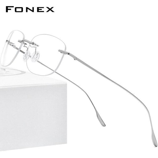 Planet Gates Silver Titanium Alloy Glasses Frame Men 2020 New Women Rimless Prescription Square Eyeglasses Myopia Optical Korean Eyewear 8107