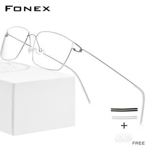 Planet Gates Silver Titanium Alloy Glasses Frame Men Prescription Eyeglasses New Women Myopia Optical Korean Morten Screwless Eyewear 98624