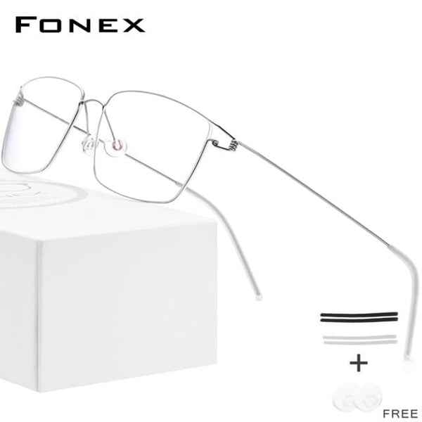 Planet Gates Silver Titanium Alloy Glasses Frame Men Prescription Eyeglasses New Women Myopia Optical Korean Morten Screwless Eyewear 98624