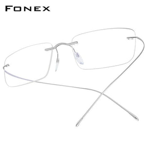 Planet Gates Silver Titanium Glasses Frame Men 2020 Women Rimless Prescription Square Eyeglasses Frames Myopia Optical Korean Eyewear F85634