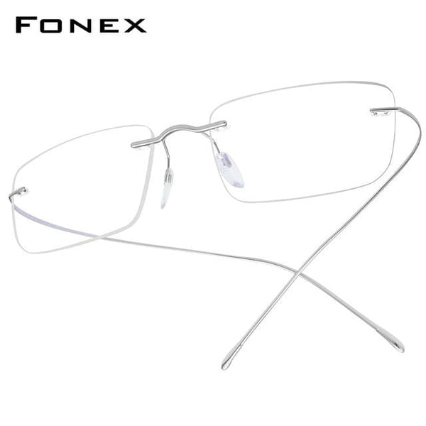 Planet Gates Silver Titanium Glasses Frame Men 2020 Women Rimless Prescription Square Eyeglasses Frames Myopia Optical Korean Eyewear F85634