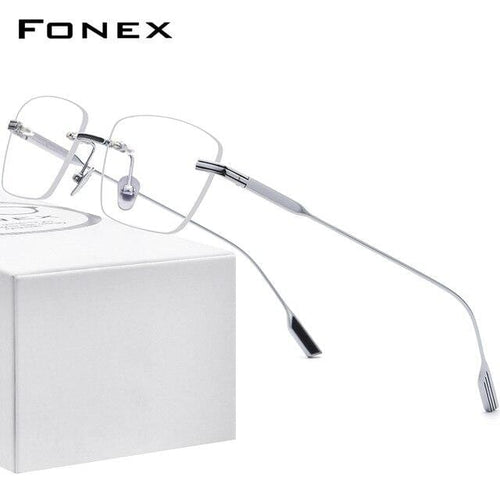Planet Gates Silver Titanium Glasses Frame Men 2021 New Women Rimless Prescription Square Eyeglasses Frameless Myopia Optical Eyewear F85643