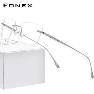 Planet Gates Silver Titanium Glasses Frame Men Rimless Prescription Square Eyeglasses 2021 Women Frameless Myopia Optical Eyewear 8555