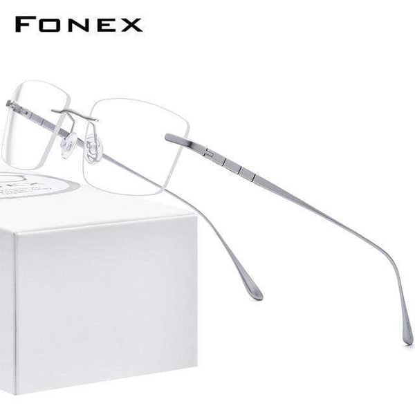 Planet Gates Silver Titanium Glasses Frame Men Rimless Prescription Square Eyeglasses 2021 Women Frameless Myopia Optical Eyewear 8555