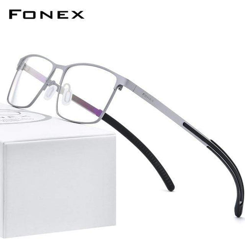 Planet Gates Silver Titanium Glasses Frame Men Square Myopia Optical Prescription Eyeglass Frame Man 2020 Antiskid Silicone Eyewear 8521