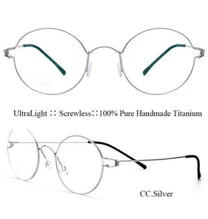 Planet Gates Silver Titanium Glasses Men Screwless Business Oliver Ultralight Myopia Round Korean Moon