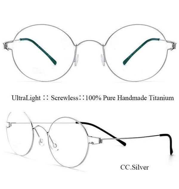 Planet Gates Silver Titanium Glasses Men Screwless Business Oliver Ultralight Myopia Round Korean Moon
