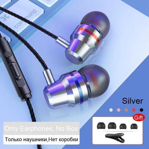 Planet Gates Silver TOMKAS Wired Earbuds Headphones 3.5mm In Ear Earphone Earpiece With Mic Stereo Headset 5 Color For Samsung Xiaomi Phone Computer