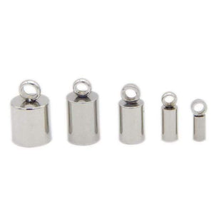Planet Gates silver tone / 2mm inner hole 10pcs Stainless Steel End Caps Silver Tone Barrel Tube Tassel End Beads Fit 1.5 2 2.5 3 4 5 6 8mm Round Leather Jewelry Making