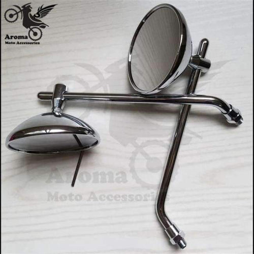 Planet Gates Silver top quality chrome round silver black motorbike side mirror for harley mirrors moto motorcycle rearview mirorr scooter parts