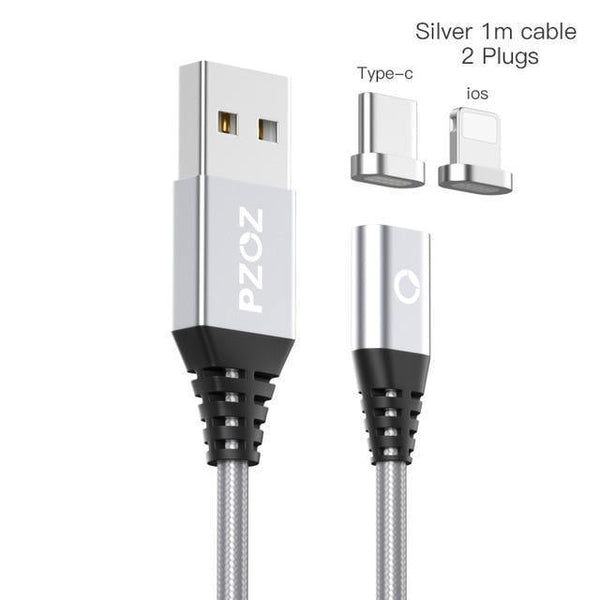 Planet Gates Silver Type-c IOS PZOZ Magnetic Cable Type C Micro USB C Adapter For iphone 8 Samsung Microusb Type-C Charger Phone usb Magnet Cable Fast Charging