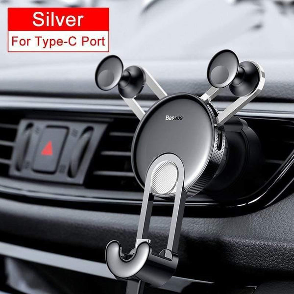 Baseus Car Phone Holder Gravity Air Vent Mount Mobile Phone Holder Stand for Android Smartphone with USB C Cable for Samsung