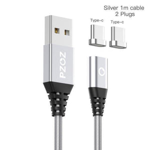 Planet Gates Silver Type-c Type-c PZOZ Magnetic Cable Type C Micro USB C Adapter For iphone 8 Samsung Microusb Type-C Charger Phone usb Magnet Cable Fast Charging