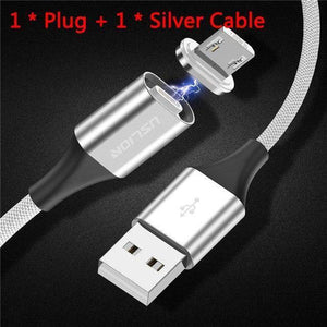 Planet Gates Silver / Type C USLION 3A Magnetic Cable USB Type C Micro USB Cable for Samsung Xiaomi Huawei 1M Fast Charging USB C Phone Magnet Charger Cabo