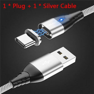Planet Gates Silver / Type C USLION LED Magnetic USB Cable Fast Micro USB Type-C Magnet Charger usb c Data Cable for Samsung Xiaomi Mobile Phone Charge Cable