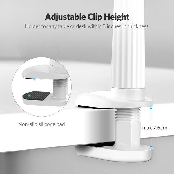 Planet Gates Silver Ugreen Phone Holder Stand for iPhone 8X 360 Rotation Long Arm Mobile Phone Holder for iPad Tablets 3.7-10.6 inches Lazy Holders