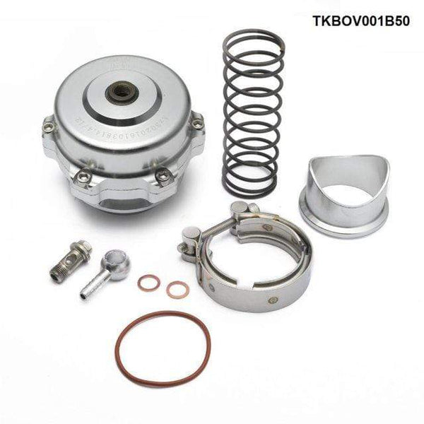 Planet Gates Silver Universal Jdm 50mm V Band Blow Off Valve BOV Q Typer w/ Weld On Aluminum Flange TKBOV001B50