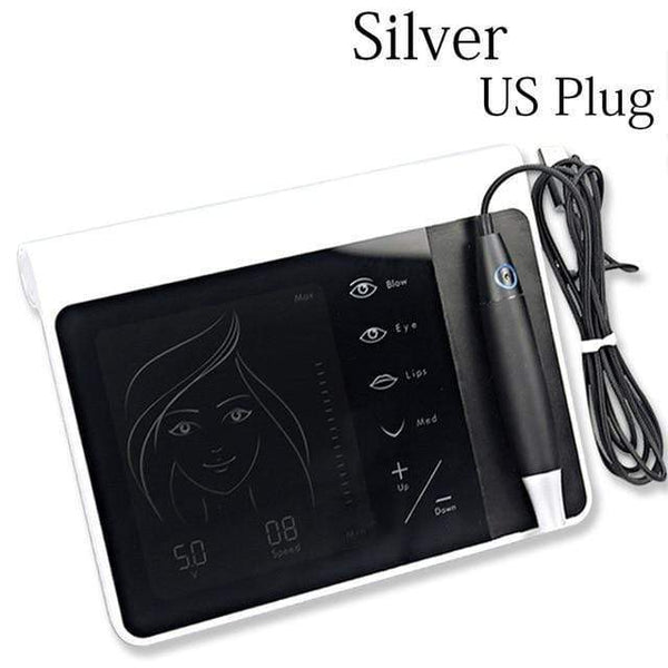 Planet Gates Silver  US  plug Rotary Tattoo Machine Pen Kit Semi-Permanent Makeup Machine Eyebrow Charme Princess Machine  with Cartridges 1/3/5/7R