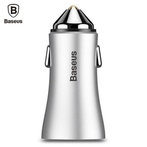 Planet Gates Silver USB Car Charger for iPhone Samsung Xiaomi 2.4A Dual USB Fast Charge Adapter Mini Metal USB Car-Charger for Mobile Phone