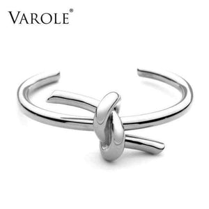 Planet Gates Silver VAROLE New Knotted Rope Summer Cuff Bangle Gold Color Stainless Steel Bracelets & Bangles for Women Manchette Pulseras Masculina