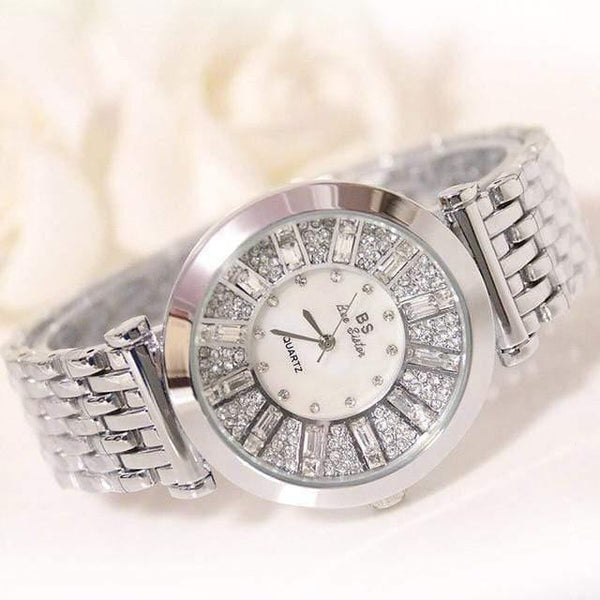 Planet Gates Silver Watches Diamond Luxury Famous Brand Elegant Dress Quartz Watches Ladies Rhinestone Wristwatch Relogios Femininos ZDJ006