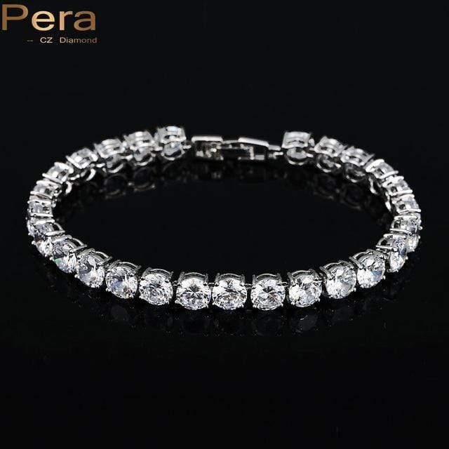 Planet Gates 0.5 Carat Round Shape Connected Cubic Zirconia Stone Sterling Silver Women Wedding Bracelets Jewelry For Gift B015